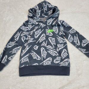 Nike‎ Black Gray Logo Casual Hoodie Sweatshirt Fleece Pullover Toddler Boy 2T